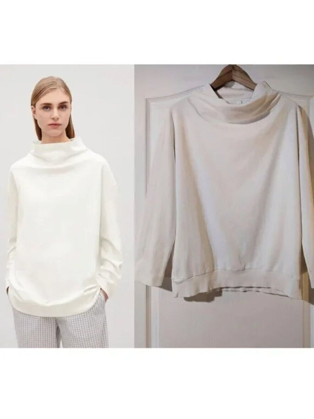 COS | Draped Neck Sweatshirt in White